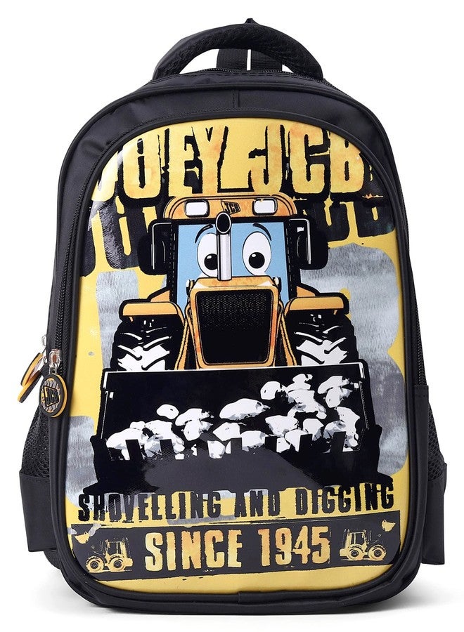 جيه سي بي حقيبة ظهر كاجوال مطبوعة بشخصية جوي من جي سي بي، مناسبة للأولاد والبنات، مصنوعة من البوليستر المقاوم للماء، حقيبة مدرسية من البوليستر مع ظهر مبطن وأحزمة كتف، لون أسود - 16 بوصة - Image 1